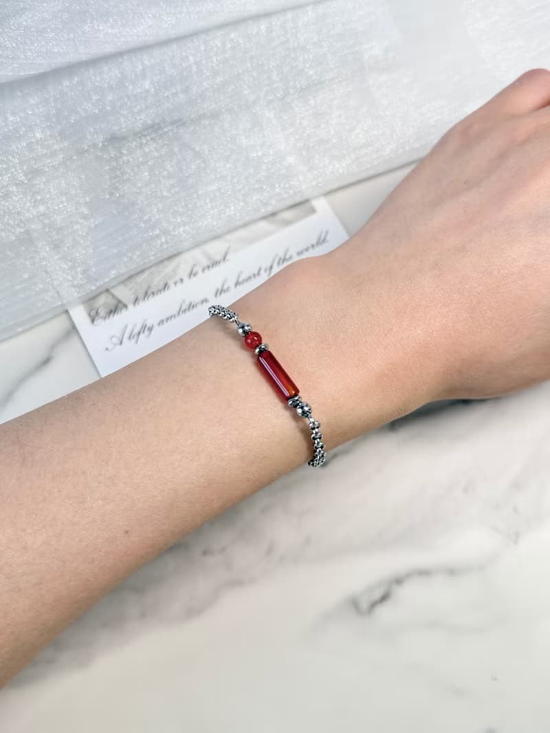 True Love 紅瑪瑙好運手鍊 - 醫療鋼配飾/天然石/紅瑪瑙