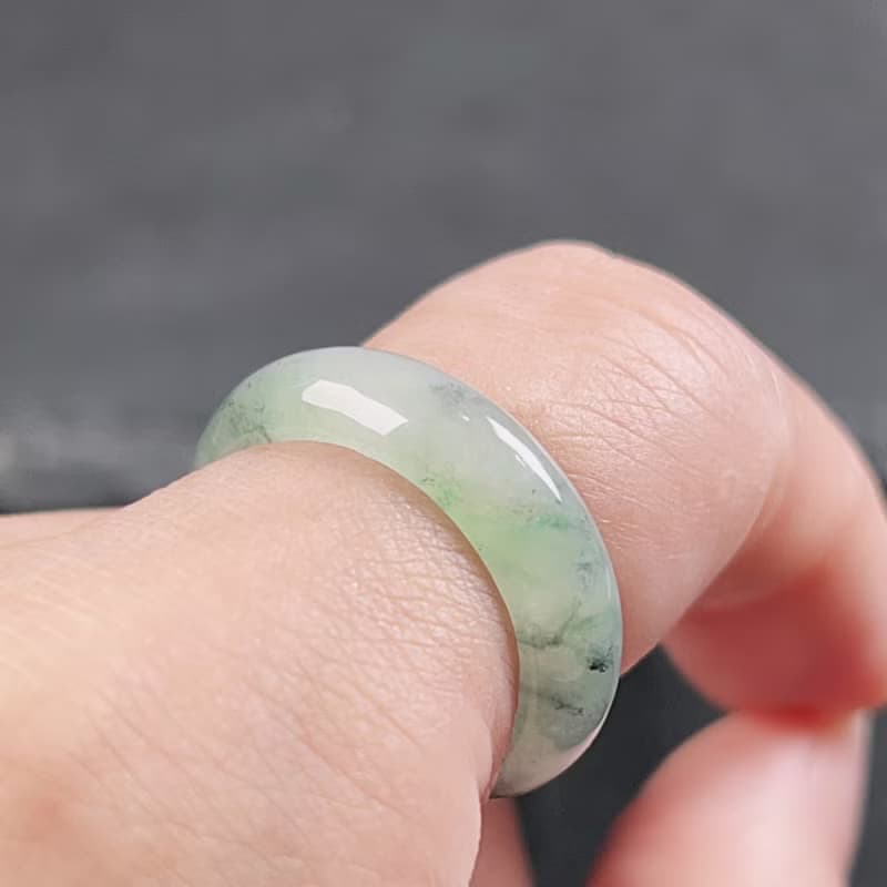 【求‧緣】冰種飄花翡翠戒指戒圈 | 國際13圍 | 天然緬甸玉翡翠