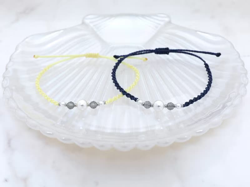 Labradorite Austrian Pearl Macrame Knot Bracelet