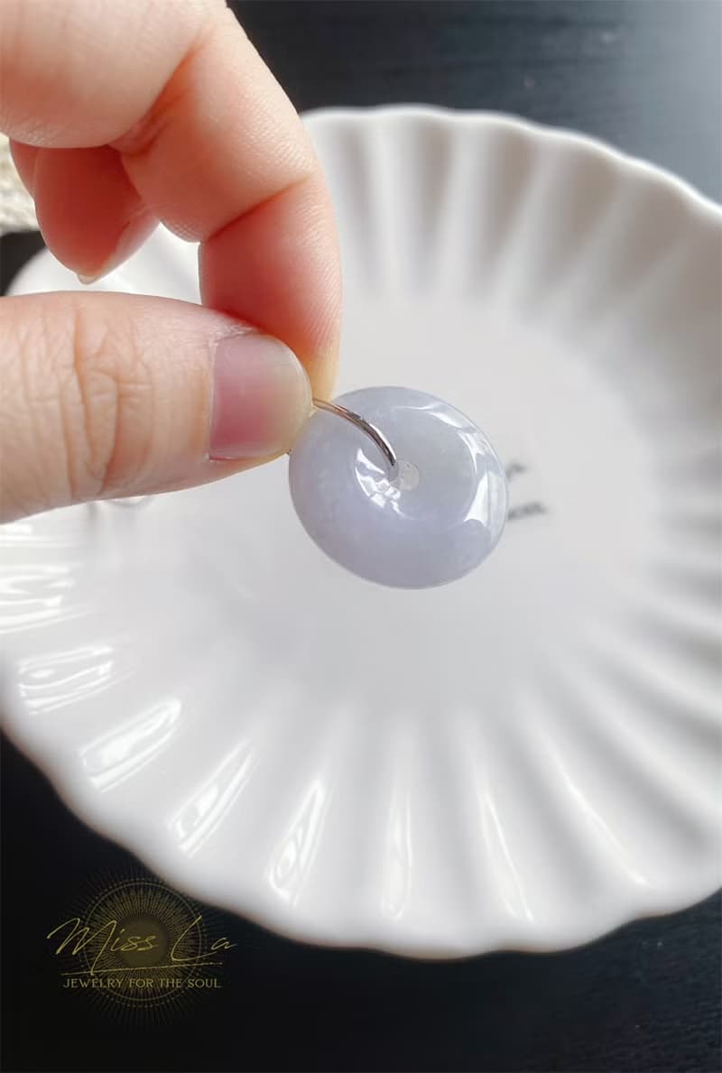 緬甸玉翡翠 藍紫 平安扣 925銀鍍白金扣 項鍊 禮物 氣質