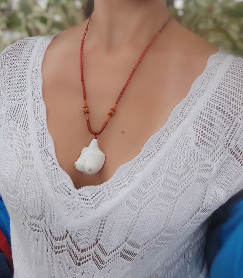 乳房 項鍊 女性軀幹吊墜 陶瓷首飾 女性胸部
