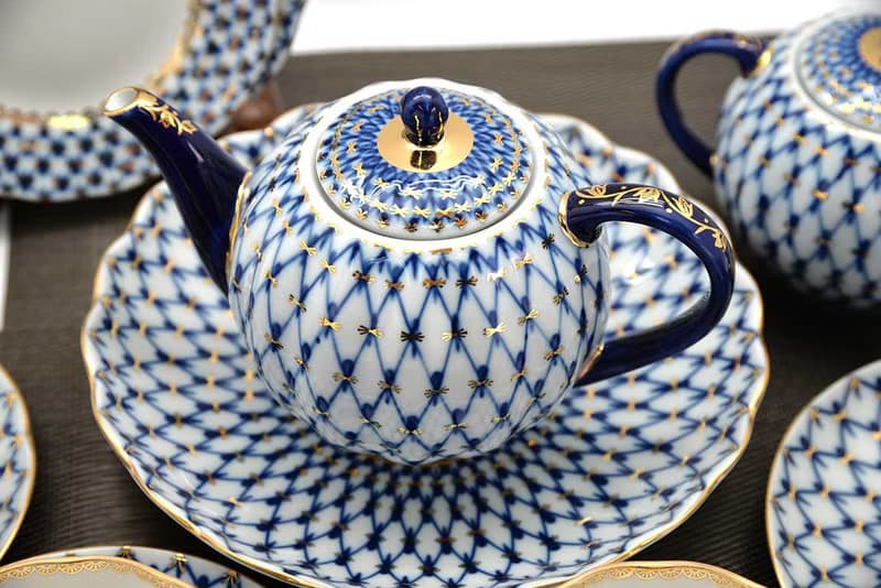 經典網紋系列-鈷藍22K金手工-20件午茶禮組