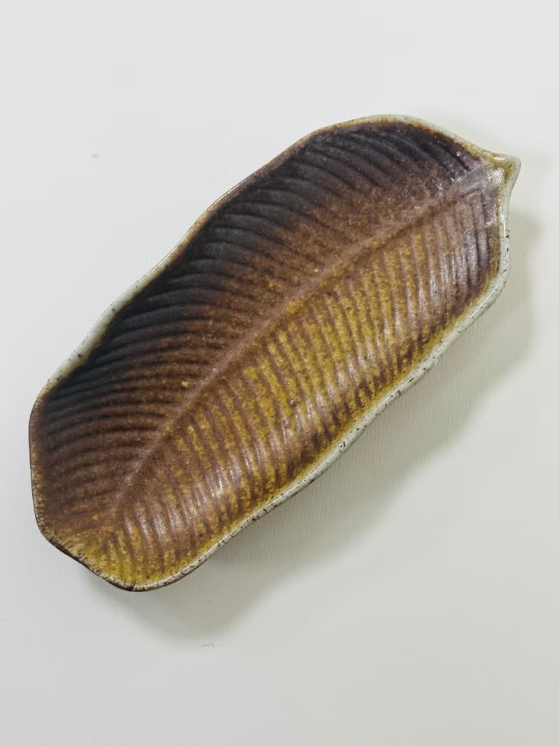 秋天風味 柴燒葉盤 點心盤  木材燒製 落灰 自然紋理