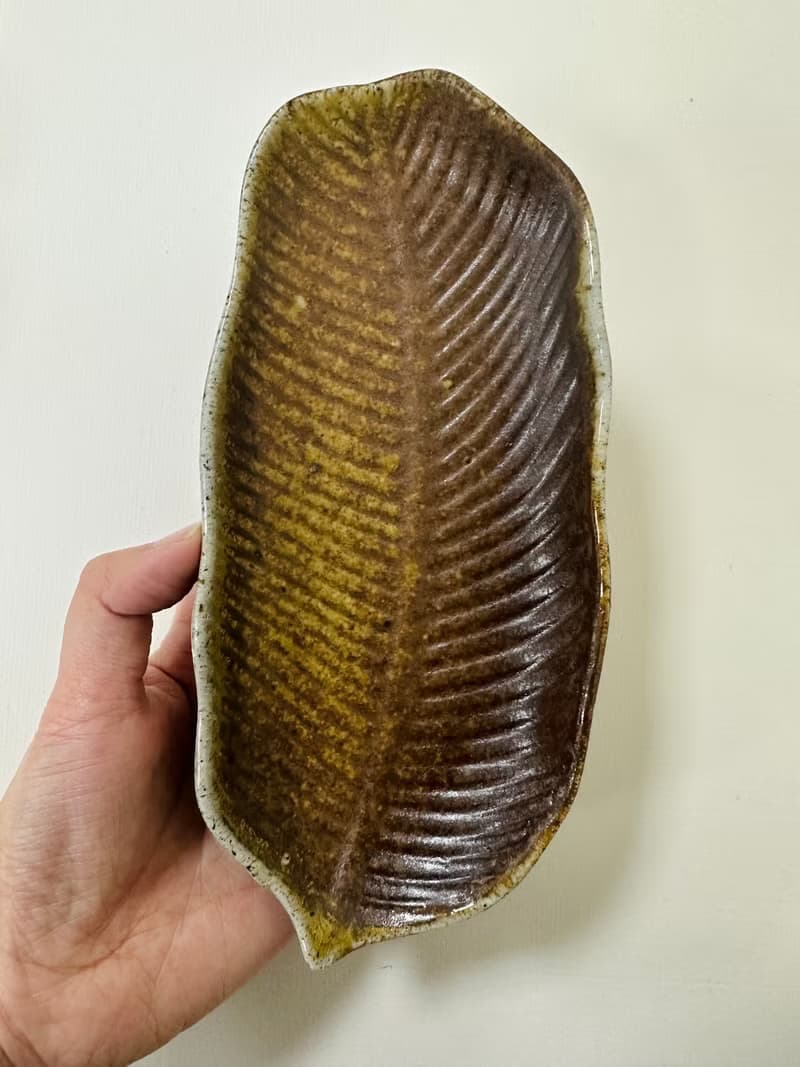 秋天風味 柴燒葉盤 點心盤  木材燒製 落灰 自然紋理