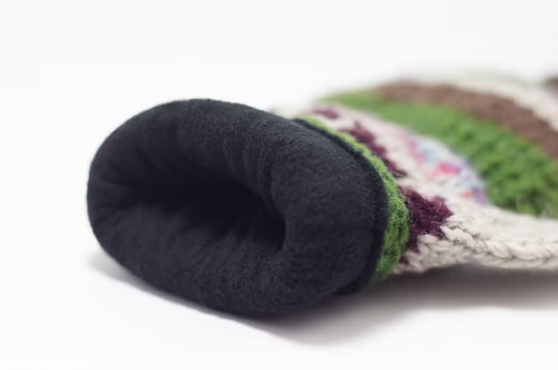 情人節 限量一件針織純羊毛保暖手套 / 2ways手套 / 露趾手套 / 內刷毛手套 / 針織手套 -  童趣拼色民族圖騰