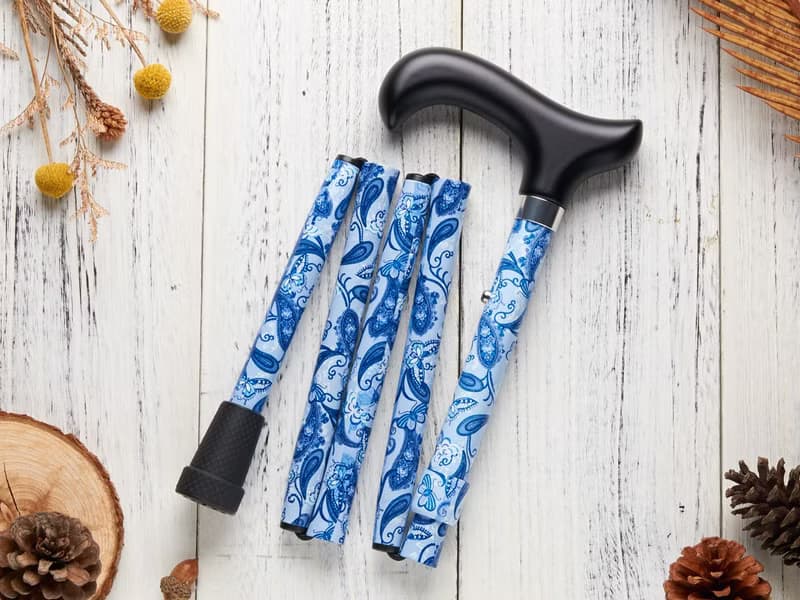 【聖誕禮盒】繽紛生活折疊手杖-藍色佩斯里 長輩送禮 旅遊 媽媽禮