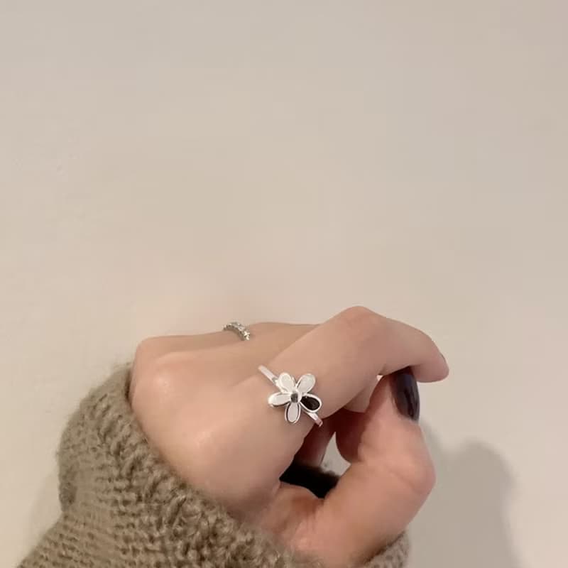 925純銀 五瓣花 母乳胎毛戒指