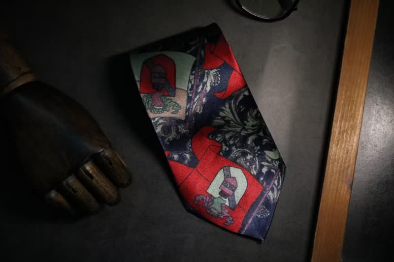紅藍配色騎士風格領帶復古花紋紳士necktie