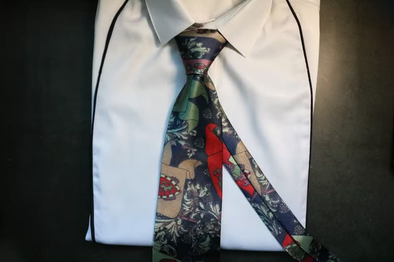 紅藍配色騎士風格領帶復古花紋紳士necktie