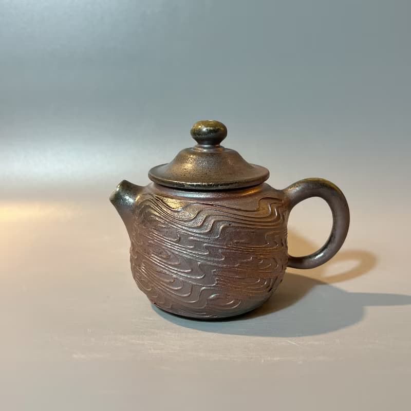 柴燒古樸落灰水波紋茶壺  / 小平凡手作