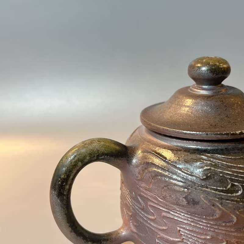 柴燒古樸落灰水波紋茶壺  / 小平凡手作