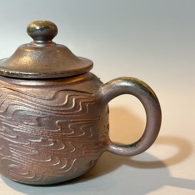 柴燒古樸落灰水波紋茶壺  / 小平凡手作