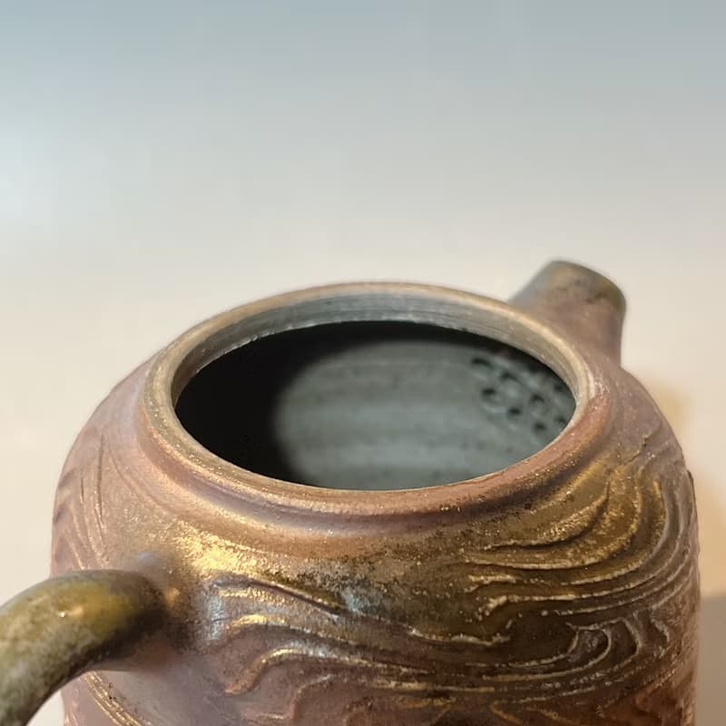 柴燒古樸落灰水波紋茶壺  / 小平凡手作