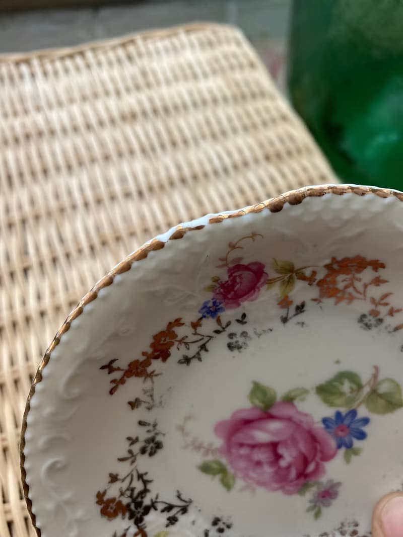 【好日戀物】荷蘭vintage/antique鑲金花卉小碟子