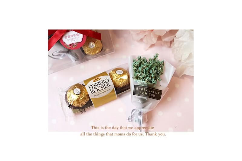 母親節禮物-金莎巧克力3顆入+迷你乾燥花束母親節快樂(透明方盒)