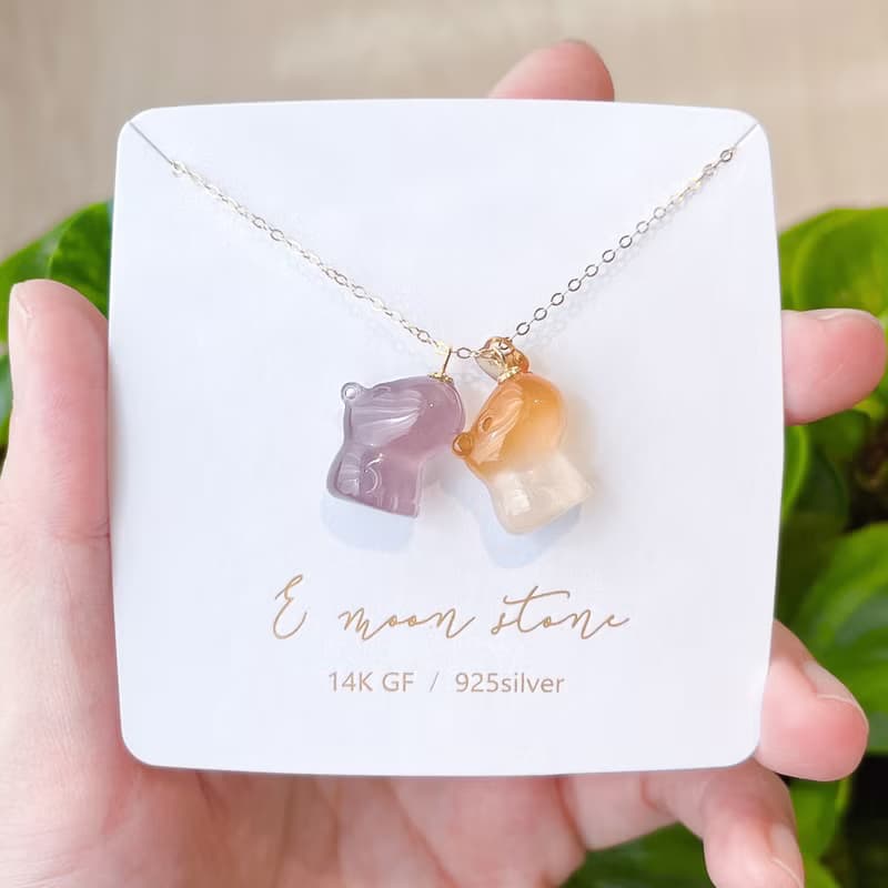 卡皮巴拉 超Q呆萌水豚天然瑪瑙石項鍊 14K