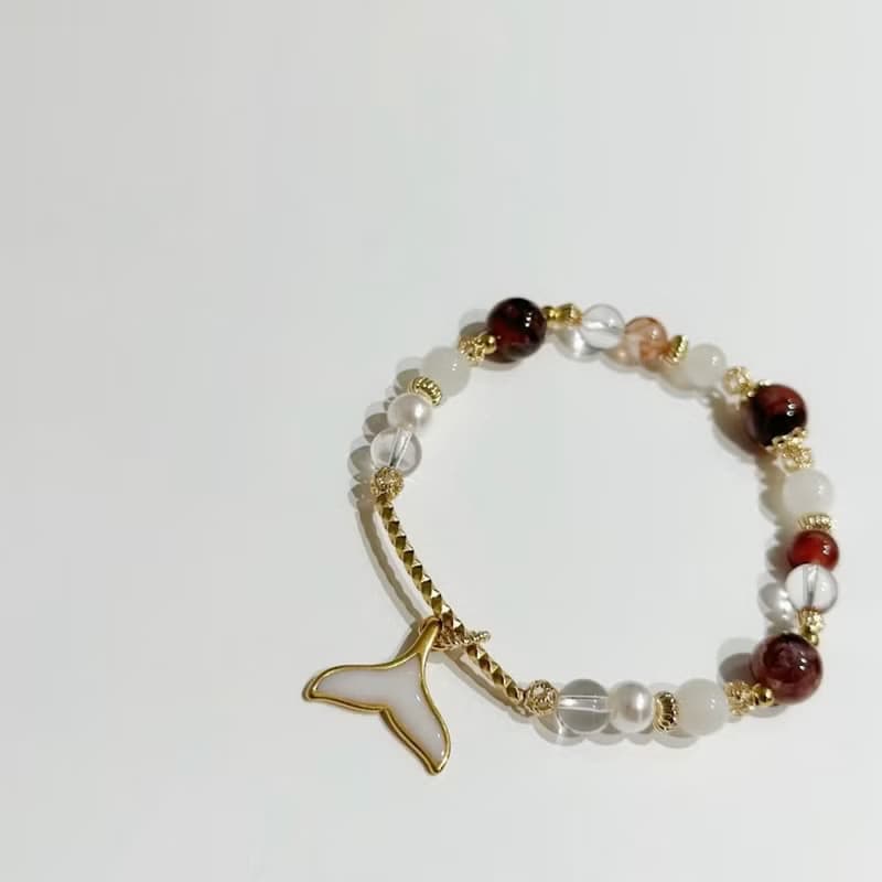 Mimis設計款 紅霞映珠 水晶母乳手鍊