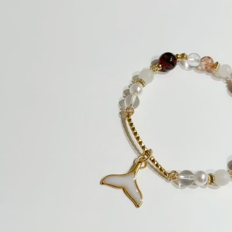 Mimis設計款 紅霞映珠 水晶母乳手鍊