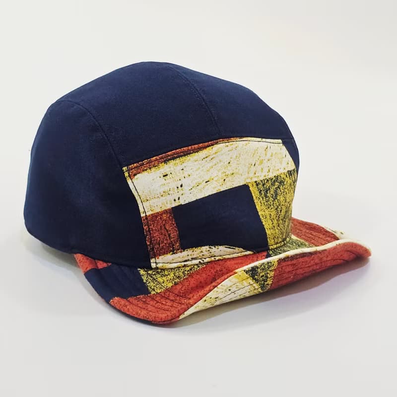 【HiGh MaLi】日系五分帽 | 藍+藍黃幾何| 帽簷三樣式 #禮物#雙11