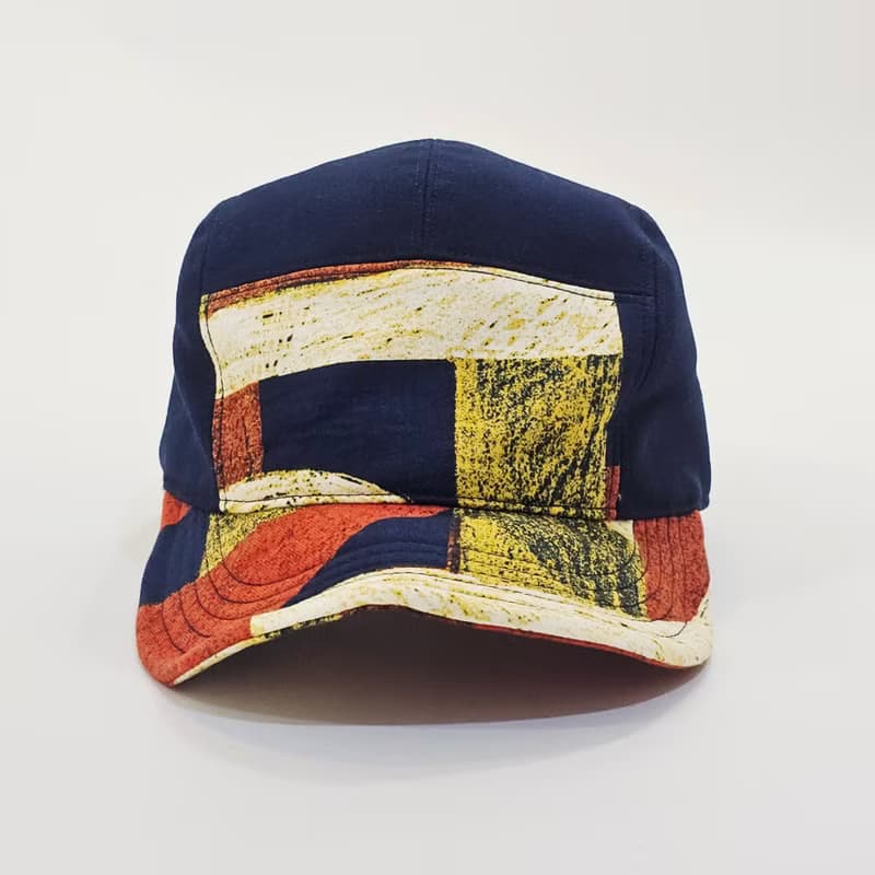 【HiGh MaLi】日系五分帽 | 藍+藍黃幾何| 帽簷三樣式 #禮物#雙11