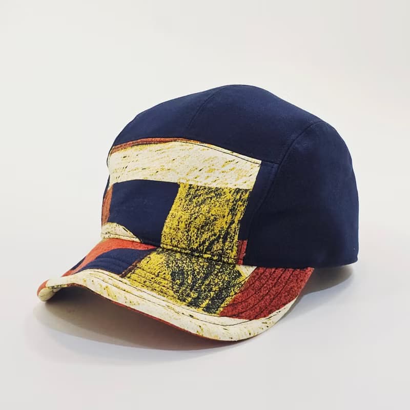 【HiGh MaLi】日系五分帽 | 藍+藍黃幾何| 帽簷三樣式 #禮物#雙11