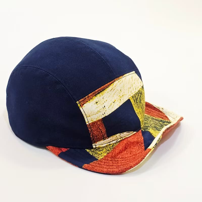 【HiGh MaLi】日系五分帽 | 藍+藍黃幾何| 帽簷三樣式 #禮物#雙11