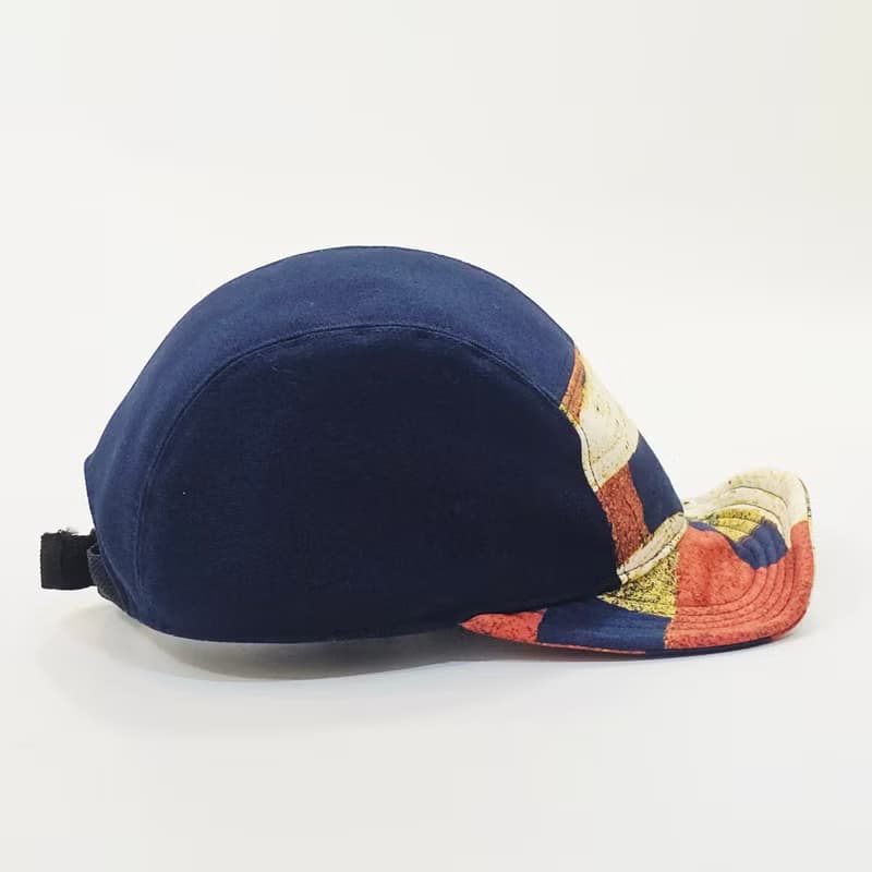 【HiGh MaLi】日系五分帽 | 藍+藍黃幾何| 帽簷三樣式 #禮物#雙11