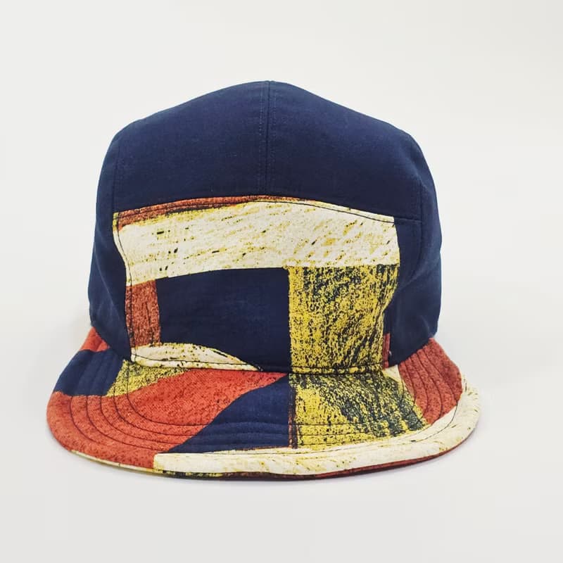 【HiGh MaLi】日系五分帽 | 藍+藍黃幾何| 帽簷三樣式 #禮物#雙11