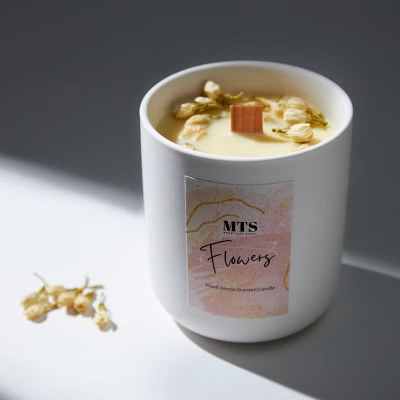 茉莉花香氛蠟燭 母親節禮物 天然精油大豆蠟 融蠟燈