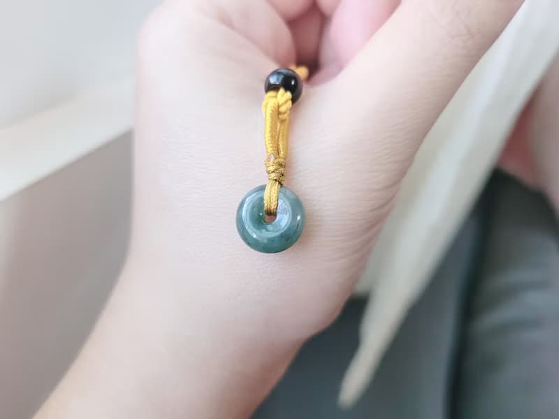 親翠 天然翡翠 冰滿綠微飄花 艷色平安釦項鍊