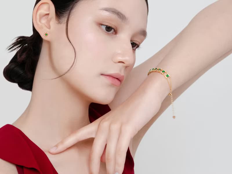 春翠詩篇翡翠手鍊 - 金 天然綠翡翠 | 925純銀 | 女生送禮