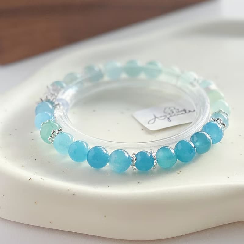 Amelia Jewelry丨海潮之聲丨天然漸變海水藍寶原創設計手鍊