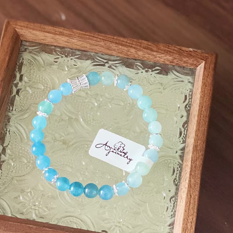 Amelia Jewelry丨海潮之聲丨天然漸變海水藍寶原創設計手鍊