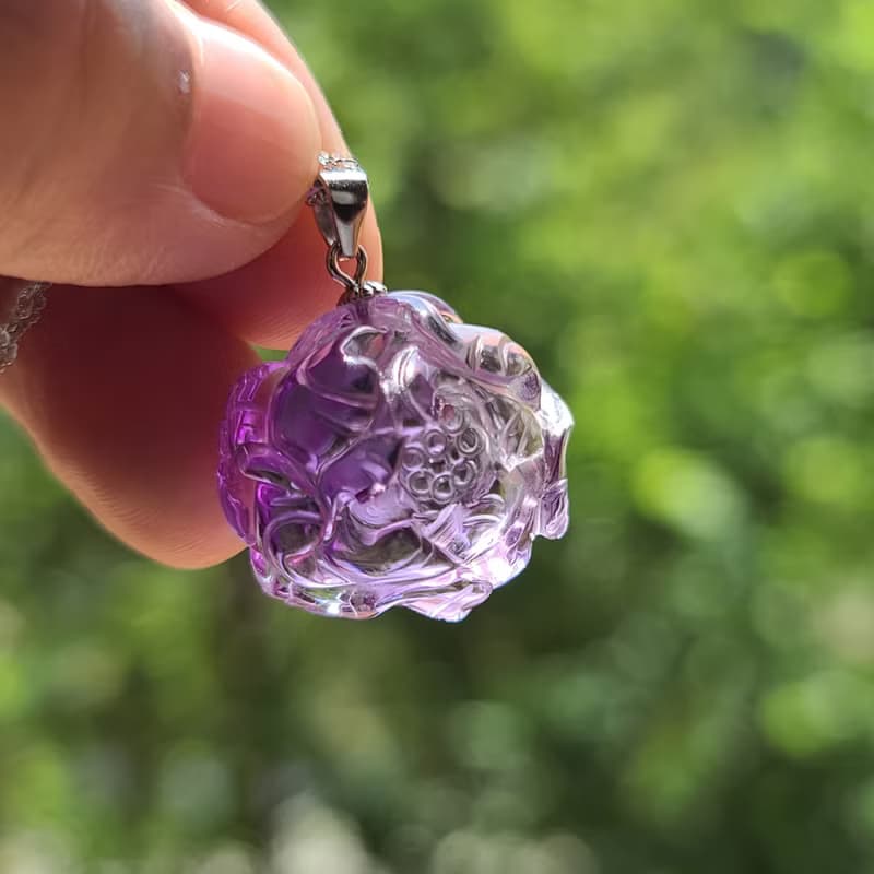 女孩水晶世界-【牡丹】-紫水晶 項鍊 鍊墜  附925純銀鍊