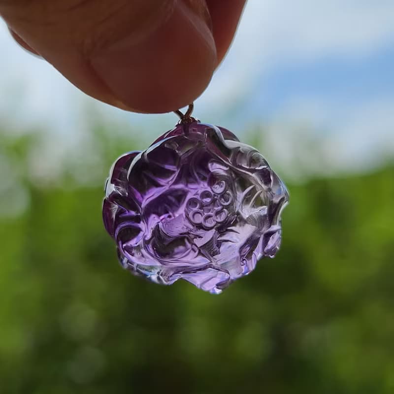 女孩水晶世界-【牡丹】-紫水晶 項鍊 鍊墜  附925純銀鍊