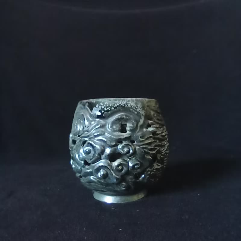 柴燒雙層鏤空雕刻防燙主人杯麒麟祥雲陳炫亨陶藝家雕刻