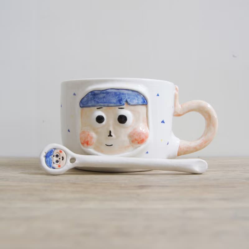 【陶瓷杯】 瓷器男孩杯 情侶杯 400ml
