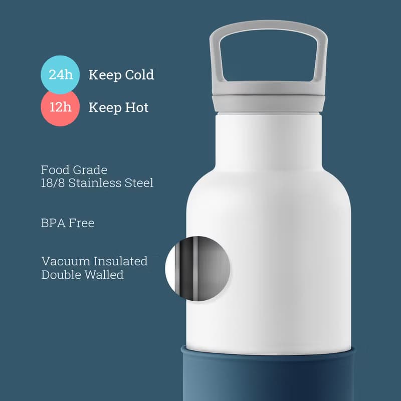 美國HYDY時尚保溫水瓶 CinCin White系列,海軍藍-白瓶 - 590ml