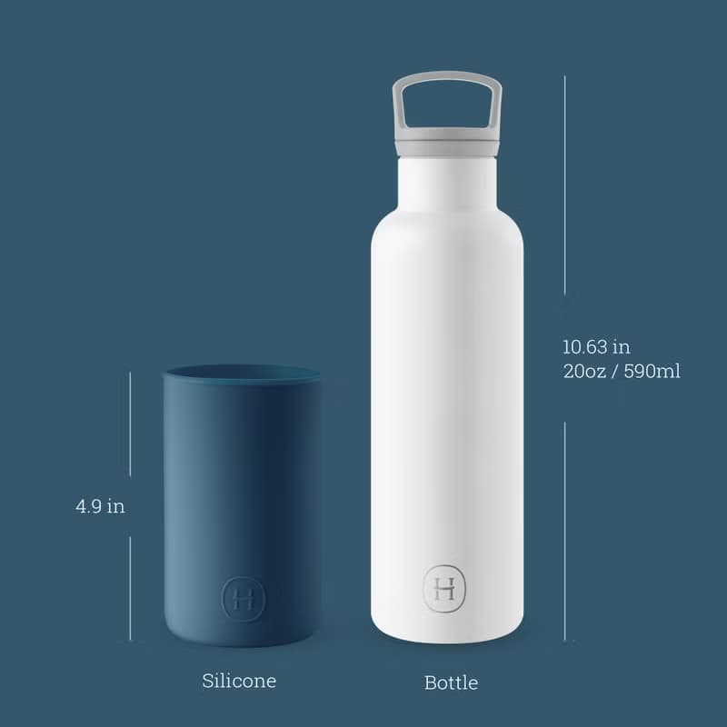 美國HYDY時尚保溫水瓶 CinCin White系列,海軍藍-白瓶 - 590ml