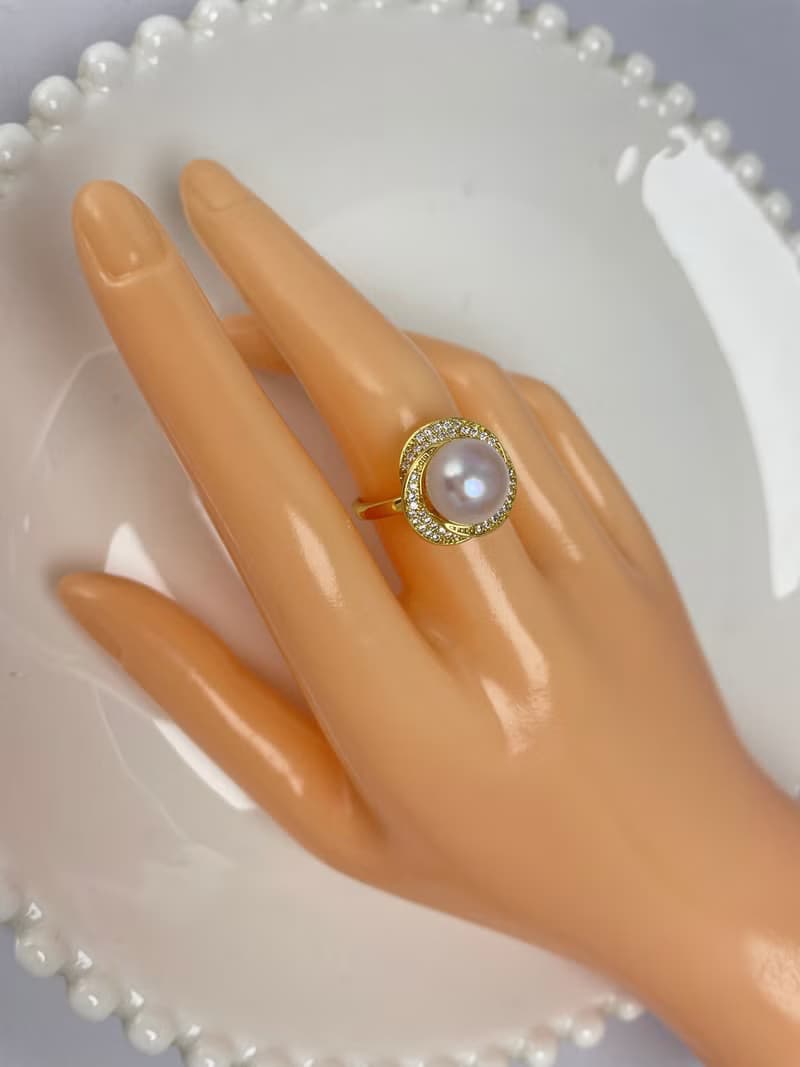 天然淡水珍珠 S925銀14K注金 戒指