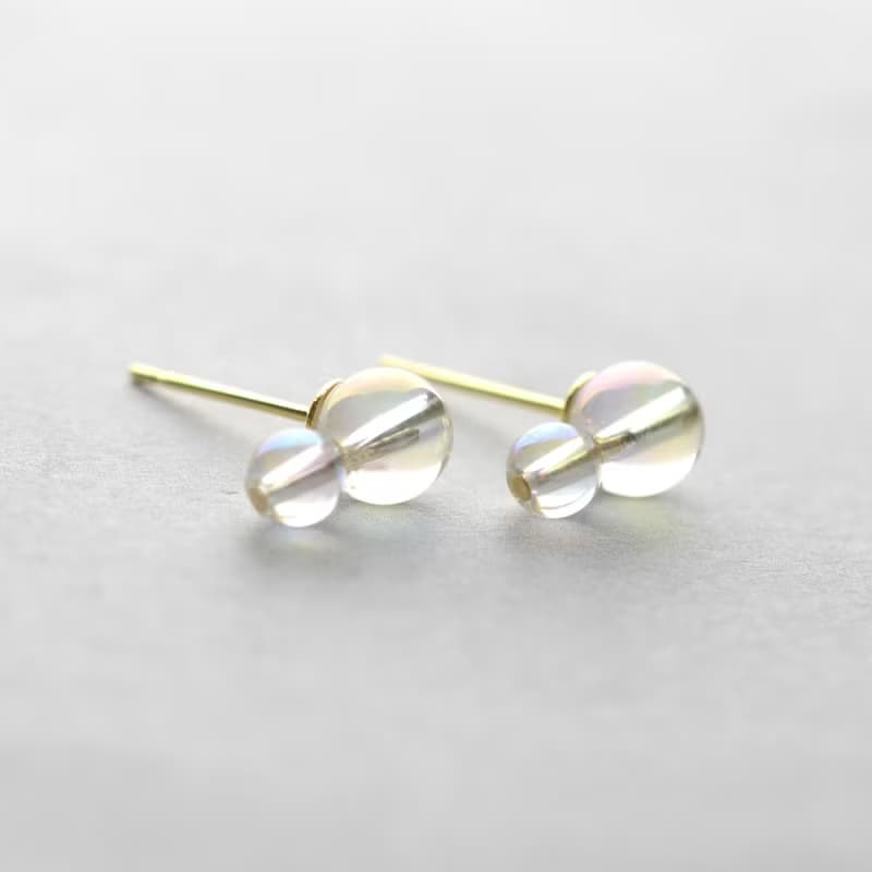 シャボン玉, スタッドピアス, 水晶, ステンレス, 生日禮物, 日本製