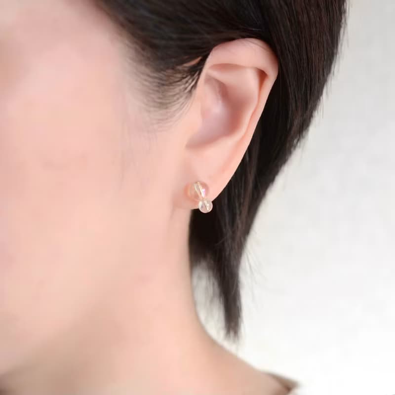 シャボン玉, スタッドピアス, 水晶, ステンレス, 生日禮物, 日本製