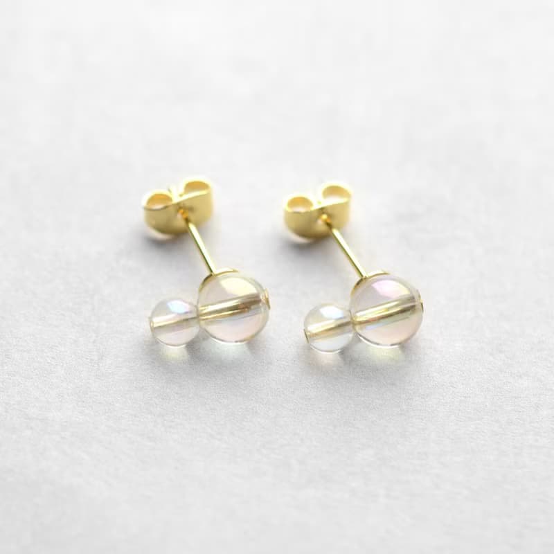 シャボン玉, スタッドピアス, 水晶, ステンレス, 生日禮物, 日本製