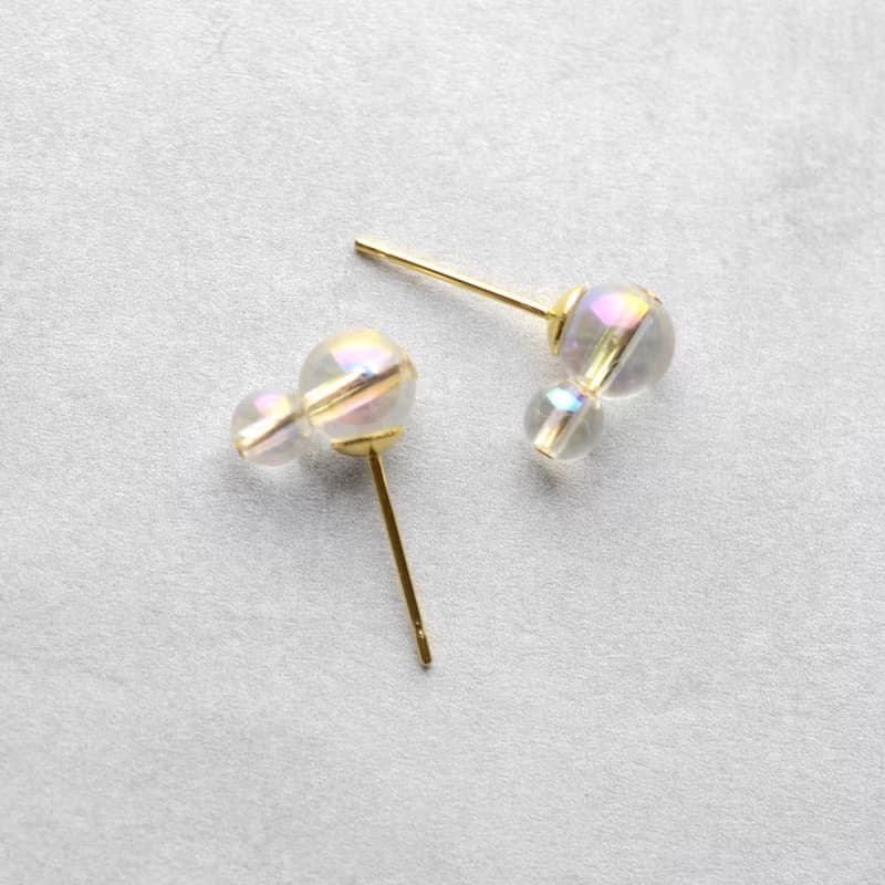 シャボン玉, スタッドピアス, 水晶, ステンレス, 生日禮物, 日本製