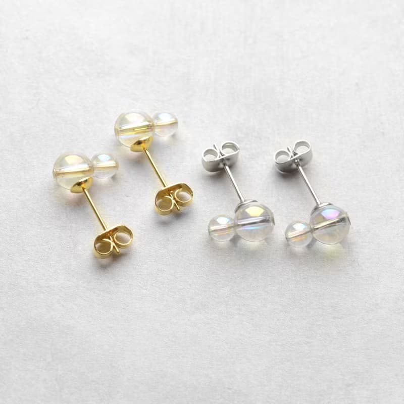 シャボン玉, スタッドピアス, 水晶, ステンレス, 生日禮物, 日本製