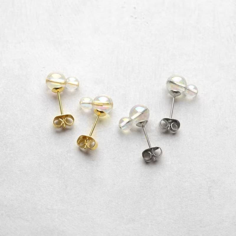 シャボン玉, スタッドピアス, 水晶, ステンレス, 生日禮物, 日本製