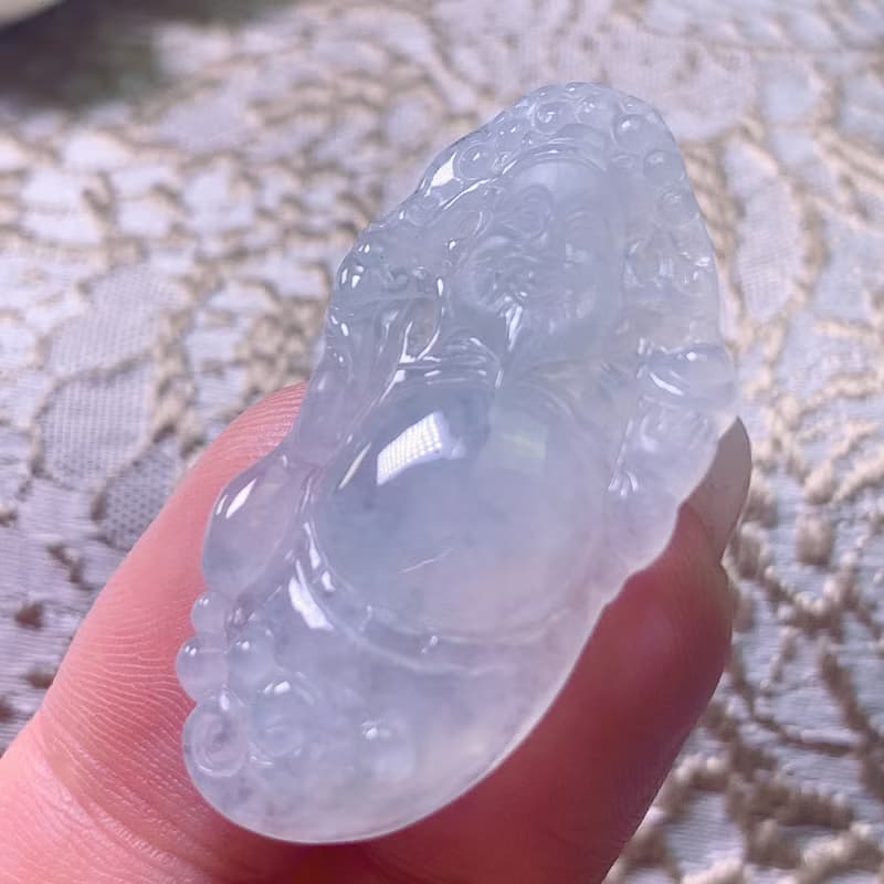 冰種翡翠財神爺 | 天然緬甸玉A貨翡翠 | 送禮