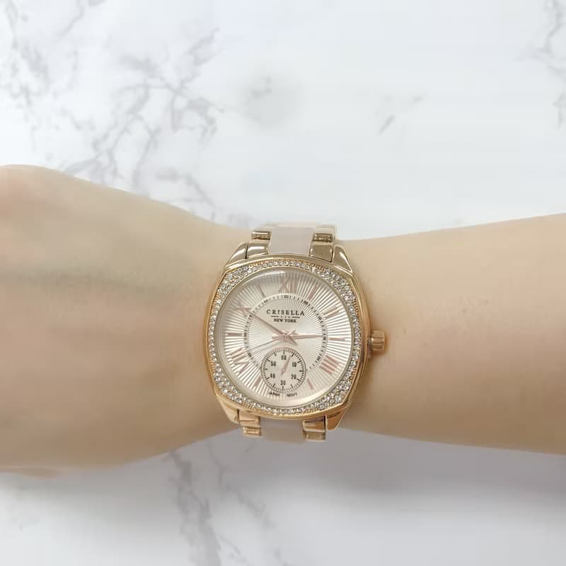 時尚閃爍鋯石仿陶瓷石英手錶