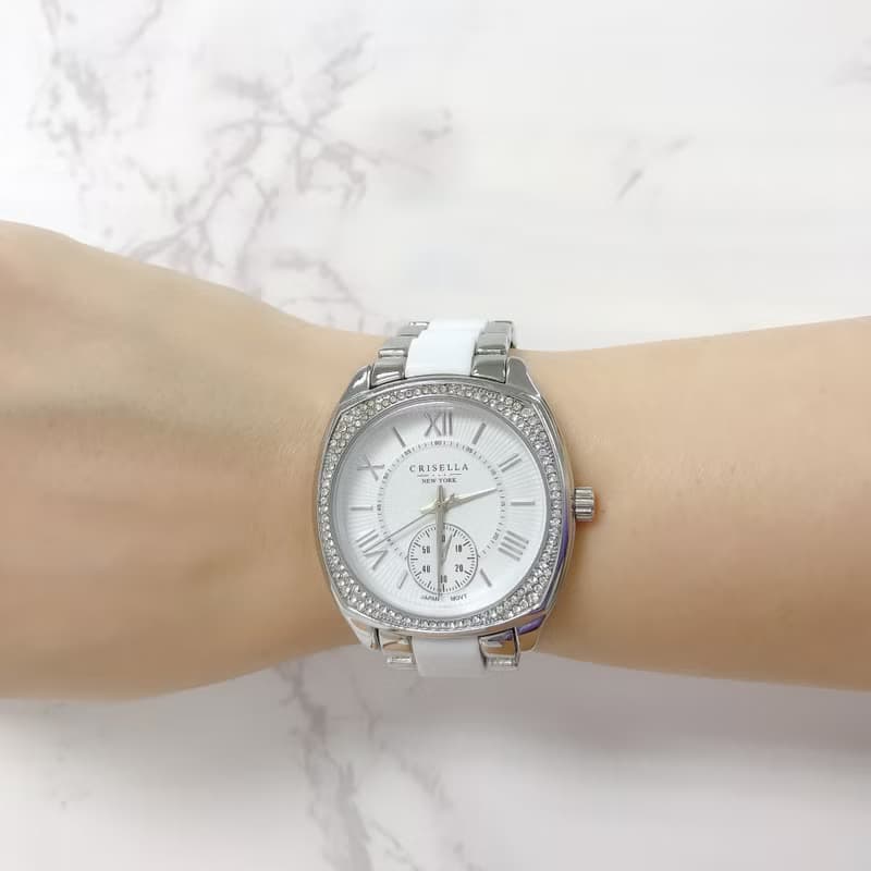 時尚閃爍鋯石仿陶瓷石英手錶