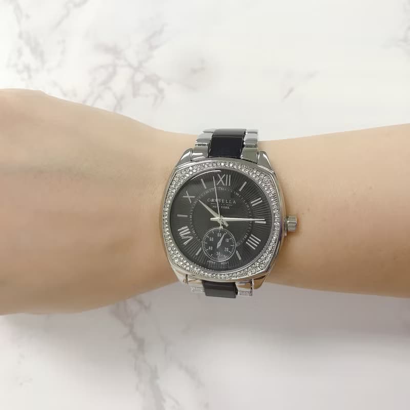 時尚閃爍鋯石仿陶瓷石英手錶